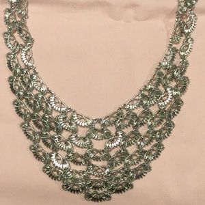 Bib Silvertone Necklace 21” Simply Gorgeous, NWT